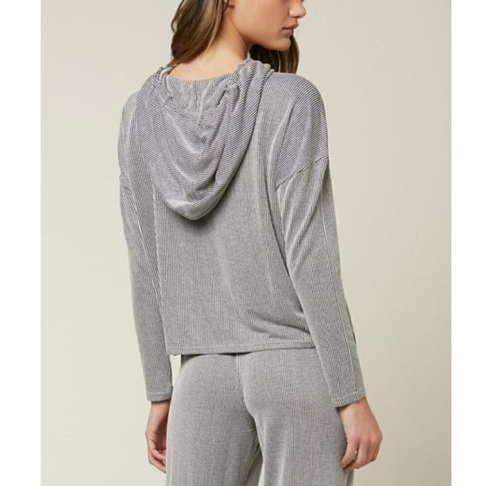 NWT O'Neill Kenz Ribbed Hoodie Heather Grey XS - Picture 2 of 4